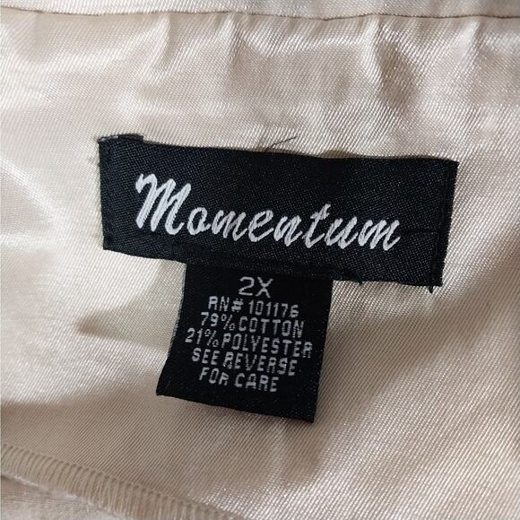 MOMENTUM! CHAMPAGNE BEIGE PINK SATIN SCRUNCHY COLLAR, BELTED JACKET! SZ 2X - Picture 10 of 12